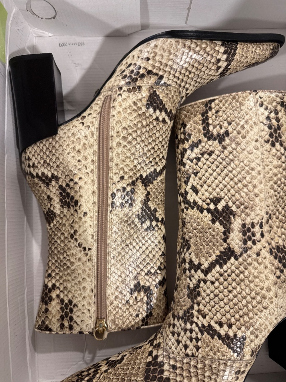 Schutz Raffaela Mid-Calf Snake-Print Leather Boots - Picture 3 of 16